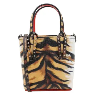 Pre-owned christian louboutin Calfskin Bengal Tote Bags Cabata Spikes North South Tote Bag Multicolor