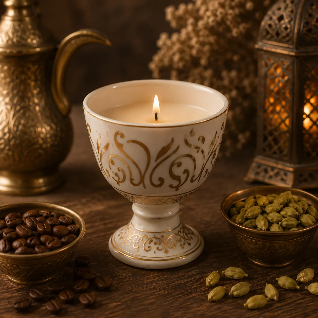 Coffeehouse Collection Sultana Aroma Candle, Light-Up Home Decor Pedestal Centerpiece
