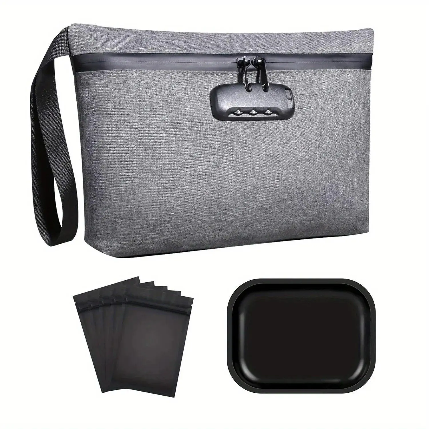 7-Piece Multipurpose Smell-Proof Storage Organizer Combo Gift Set with Rolling Tray, Mylar Bags, Organization Pouch, Portable Travel Solutions, Multipurpose Storage, Organization Pouch Set, Space Saver Bags, Portable Storage Bags