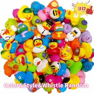30pcs Rubber Ducks Assortment, Floaters & Whistles, Perfect for Pool Parties & Gifts, Durable Design, Variety Pack Colors & Styles