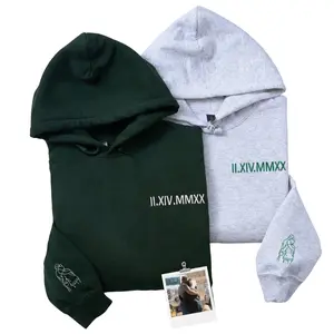 Custom Anniversary Gift for Couple with Embroidered Roman Numeral and Portrait Photo on Sweatshirt or Hoodie