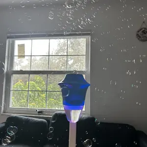 NETNEW Vertical Multifunction Standing Toddler Bubble Maker, 10-Hole Automatic Continuous Blower with LED Lights & Music, Ground-Stake Kids Toy for Patio Yard Play, Vertical Bubble Maker, Toddler Bubble Machine