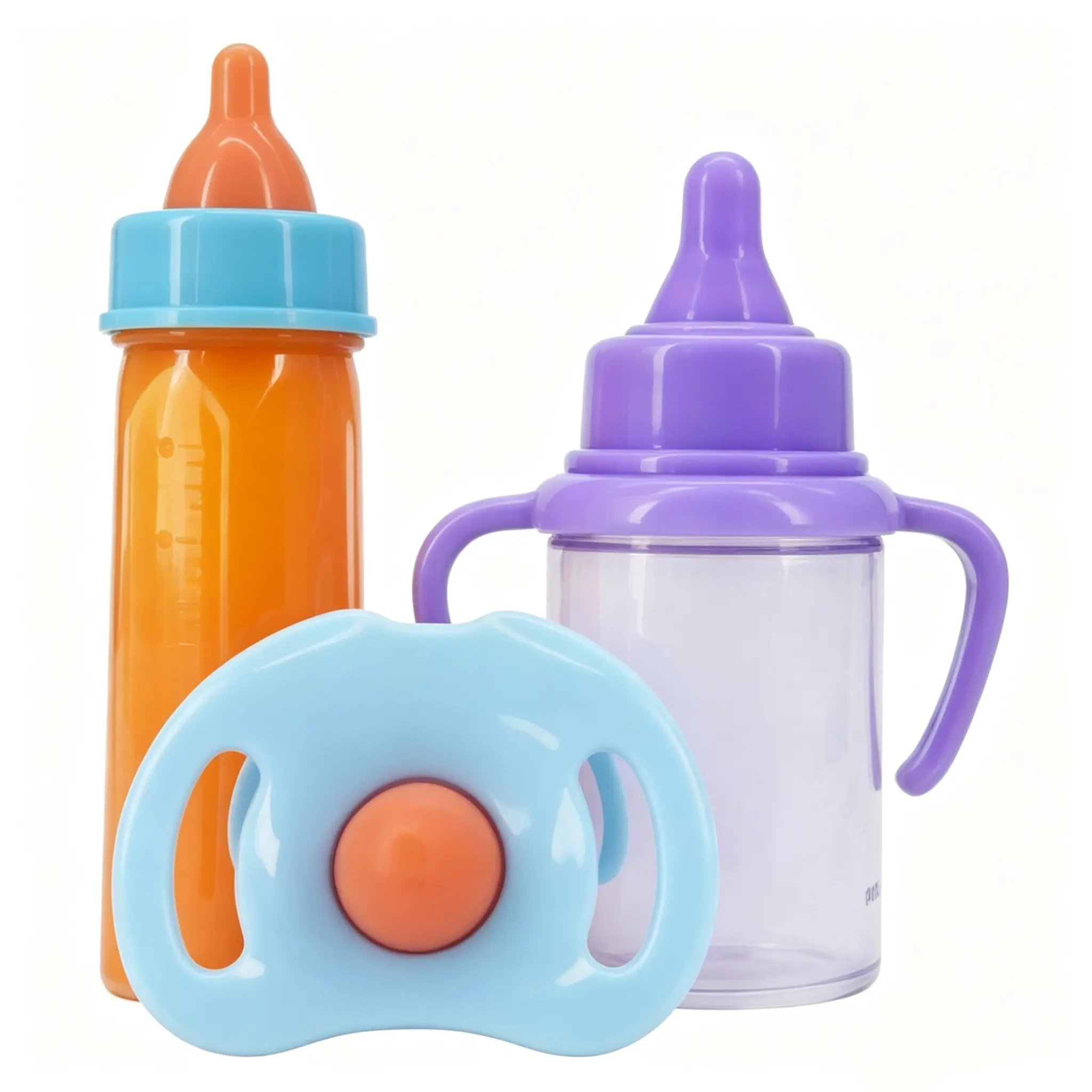 Baby Doll Magic Bottle Set with Pacifier, 3.34 in Milk Bottle and 3.74 in Juice Bottle, Christmas Halloween Thanksgiving Gift Toy Accessories for Kids