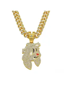 New European and American style personalized hip-hop cartoon pendant necklace with creative and unique cartoon design