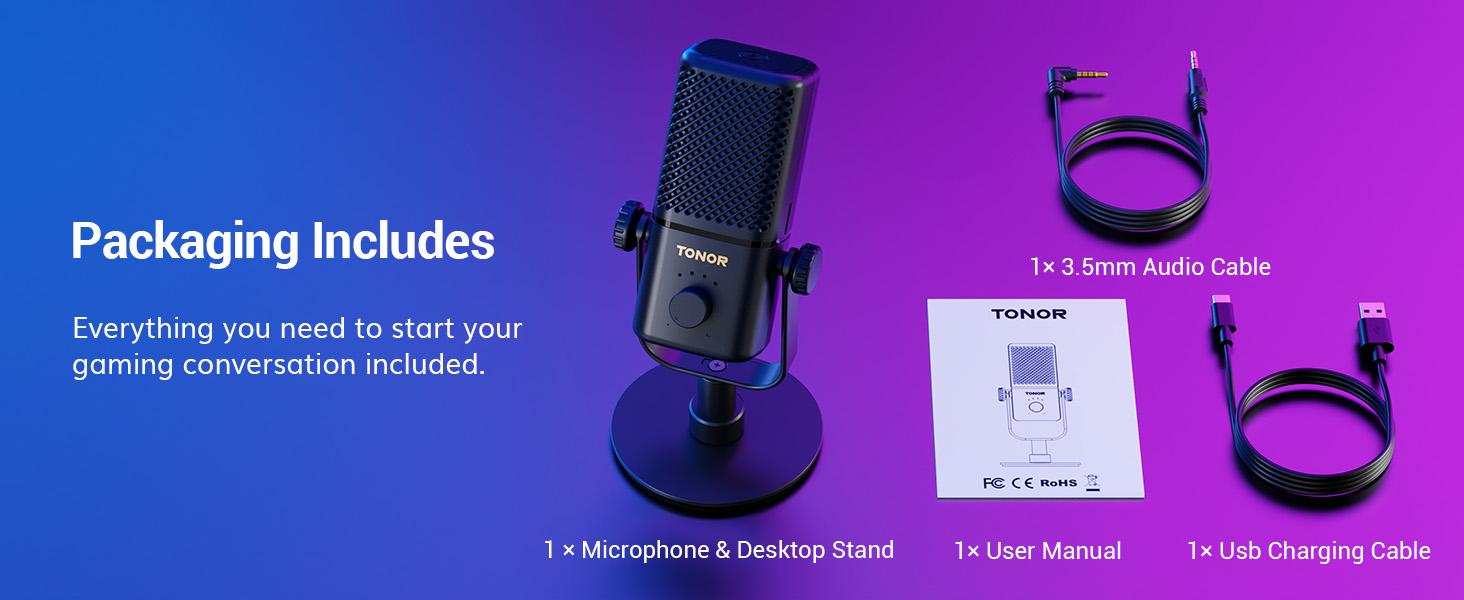 TONOR TCX3 Xbox Gaming Microphone with Boom Arm, RGB Condenser, Fast Charging, Low Noise, Compatible with Capture Card, 1.12 lb, One Tap Mute