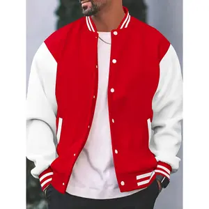 Classic Varsity Jacket, Men's Casual Baseball Jacket Coat Regular Fit College Hipster Windbreaker For Spring Autumn