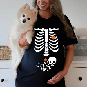 Skeleton Halloween Maternity Shirt, Funny Pregnancy Announcement Shirt 2025, Pregnant Women Costume, Fall New Mom Shirt Mommy to Be