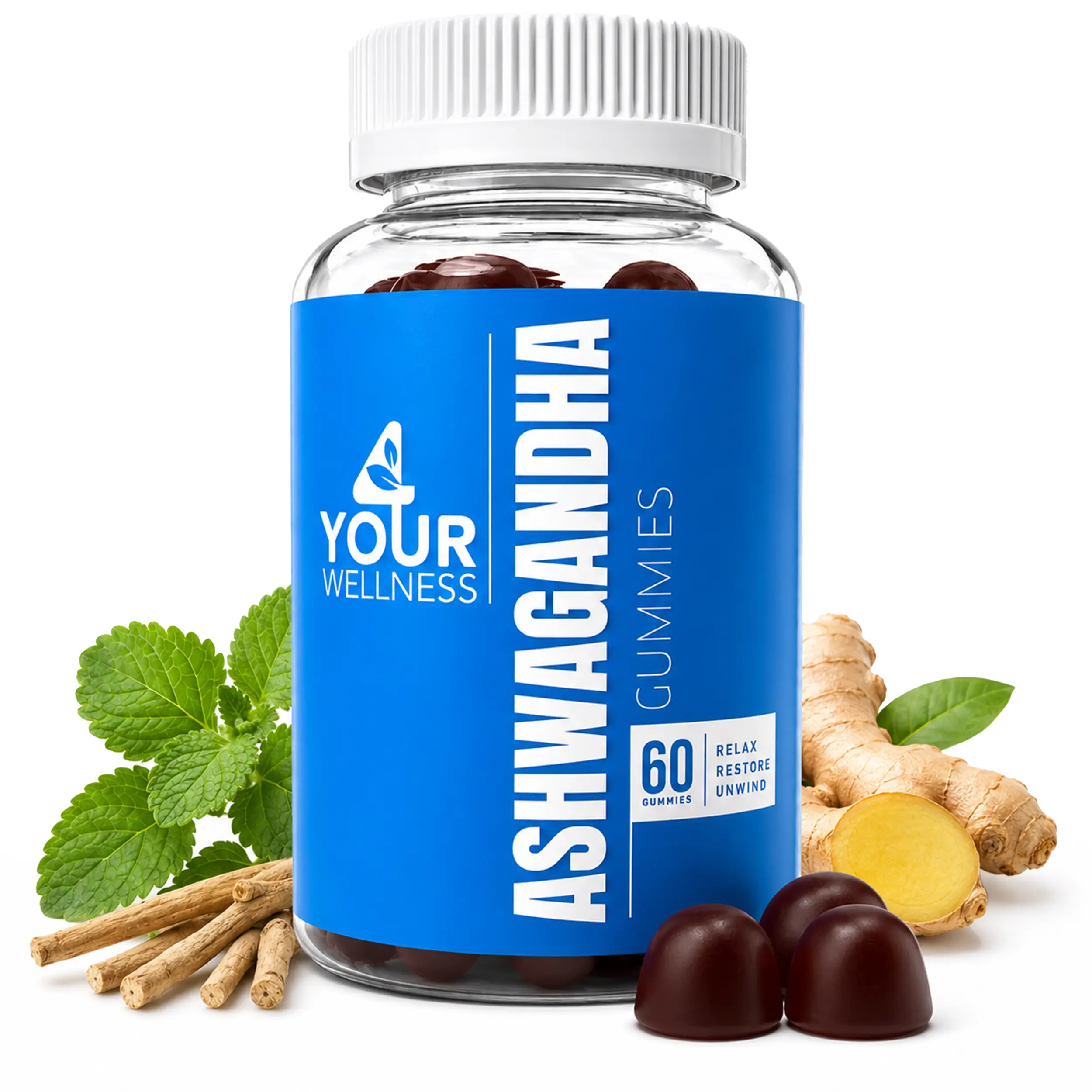 KSM-66 Ashwagandha Dietary Gummies - 60 Mixed Berry Chewables, Naturally Derived Ashwagandha Supplements, MCT (Medium Chain Triglycerides) Infused, GMO-Free, Vegan, Gluten-Free, Kosher Certified Cognitive Support Brain Booster