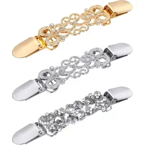 3 Pcs Vintage Shirt Dress Clips Back Cinch Sweater Shawl Clips Cardigan Brooches Decor 3 Style for Women