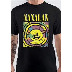 NANALAN Graphic Print Fashion Cotton Men's T-Shirt - Comfortable And Versatile For Summer Made in USA, Crew Necks, Round Neck Menswear Top, Cartoon Pattern, Casual Style, Short Sleeve, Medium Length