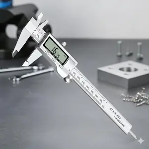 150mm Digital Caliper 0-6" Micrometer Precision Tool Stainless Steel Electronic Vernier Gauge with LCD Display Fast Reading for Machining Engineering Metalworking Outdoor Professional Use