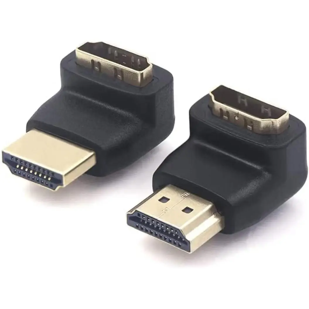 HDMI 90 and 270 Degree Adapter 2-Pack, Right Angle HDMI Male to Female L Adapter Connector 3D&4K Supported