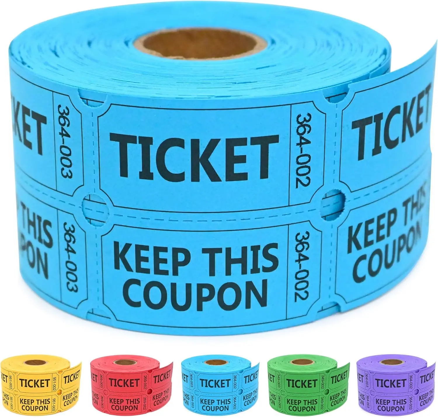500-Count Double Roll 50/50 Raffle Tickets, Office Stationery with Name+Phone & Personal Info Fields, for Raffle Entry & Door Prize Events (Blue)