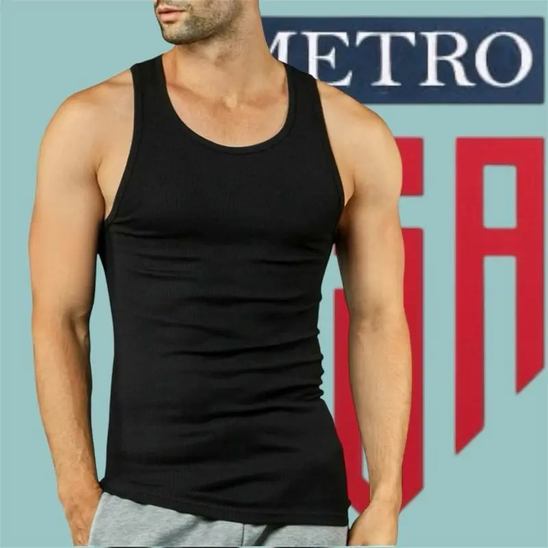 Knocker Men's A-Shirt Cotton Ribbed Underwear Tank Top 3 Pack Casual Unisex 100% Pure Cotton Double Ply Neckband Roomy Armholes Generous Length