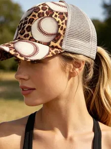 New Cross Ponytail Hat for Women Spring Summer Printed Baseball Cap Street Style Outdoor Casual Trendy Hipster Caps
