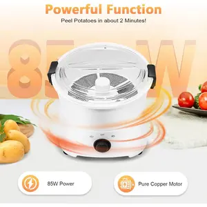 2-in-1 Electric Potato Peeler Pure Copper Motor 2026 Must Have 2min Peeling 0.77lbs Draining for Home Kitchen Hotel Vegetable Prep