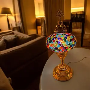 Handmade Turkish Mosaic Lamp – “The Turkish Sun”  Classic Design • Multicolor Gold