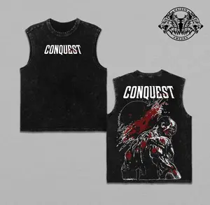 Invincible Conquest Graphic Apparel Collection: Heavyweight Muscle Tee, Tank Top - Vintage Streetwear, Brutal Viltrumite Warrior Anime Comic Fan Merch