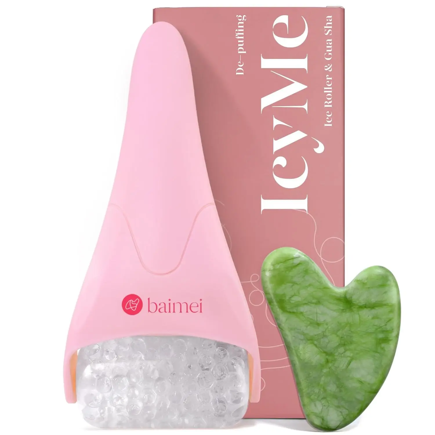 IcyMe Ice Roller & Jade Gua Sha Set – BAIMEI Face Massage Tools for Skincare IcyMe Ice Roller & Jade Gua Sha Set – BAIMEI Face Massage Tools for Skincare