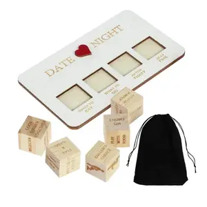 Wooden Date Night Dice Set Romantic Couple Game 5 Dice Planner Board & Black Storage Bag Perfect Gift for Valentine's Day Anniversary valentine gifts