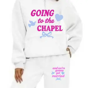 Going to the Chapel and We're Gonna Get Married Bridal Bachelorette Engagement Sweatshirt Custom Colors Oversized Crew Pullover Sweatsuit Set