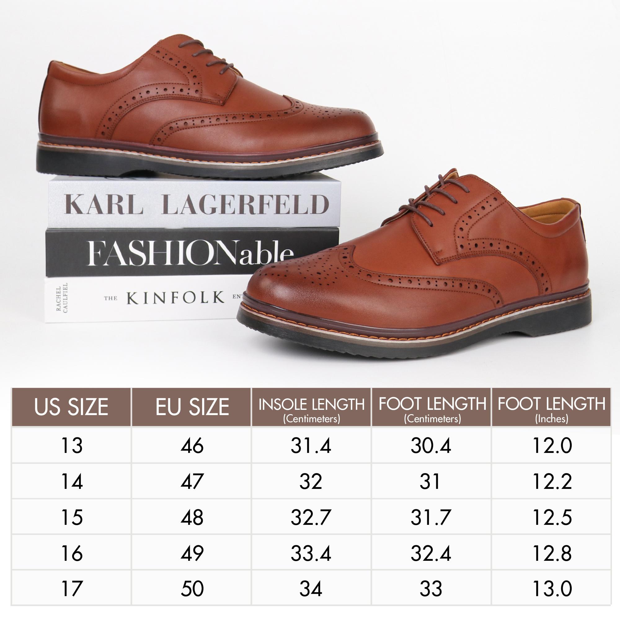 Hawkwell Men's Plus Size Wingtip Brogue Oxfords Dress Shoes