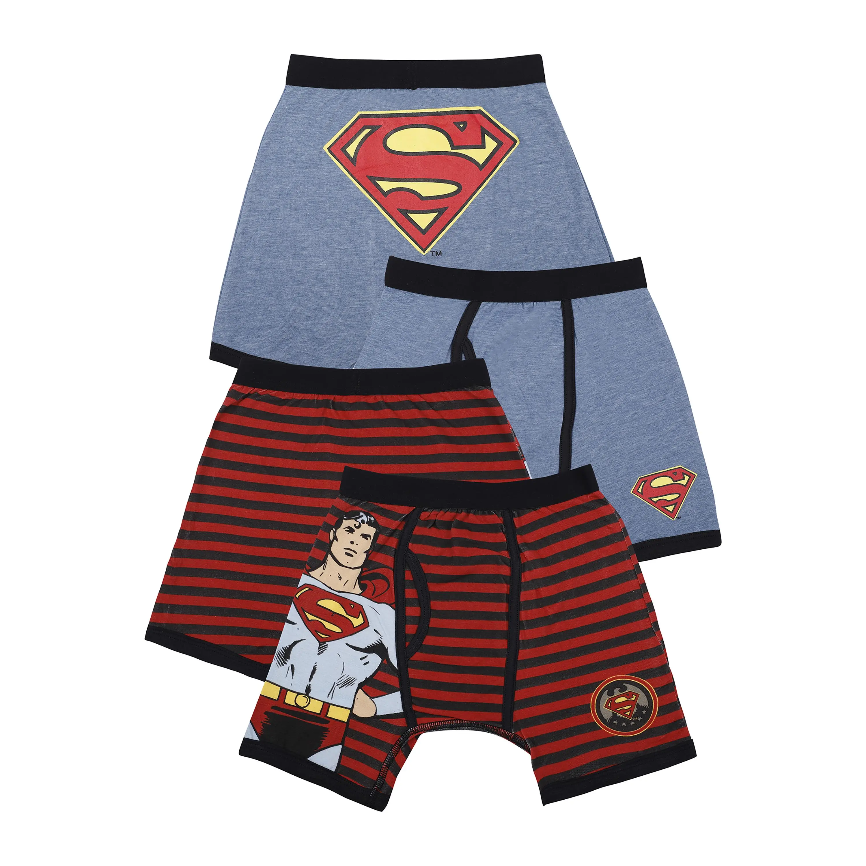 DC Comics Boys' Little Batman 2 Pack Vintage Superman Boxer Brief Underwear, Casual Comfy Underwear, Soft Breathable Underwear