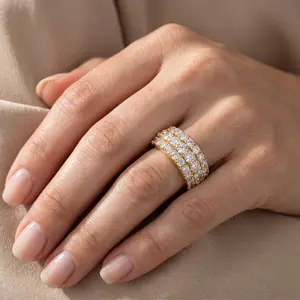 2 3/4 Ct Diamond Anniversary Ring EX3 Lab Grown 14k Yellow Gold