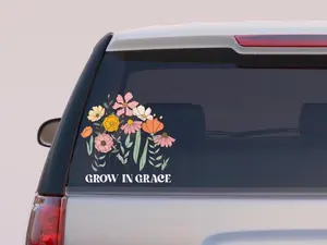 Grow in Grace Decal, Wildflower Decal, Floral Decal, Car Decal, Laptop Decal, Catholic Gifts,Christian Gift Idea,Cup Decal,Catholics Gifts