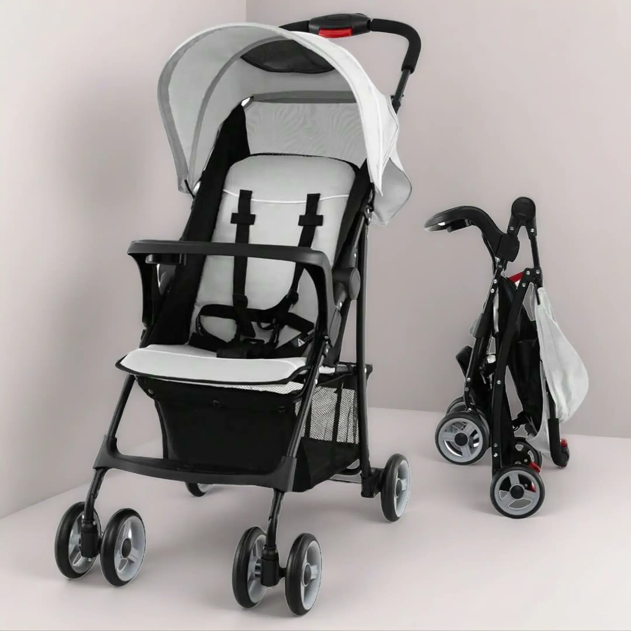 Foldable Infant Stroller - Unisex, Durable, Ultra-Lightweight 13 lbs Cabin-Sized Compact Travel Pushchair with Smooth-Rolling Wheels, Modern Design, 1-Hand Fold for 0-36 Months Airplane & Daily Outings