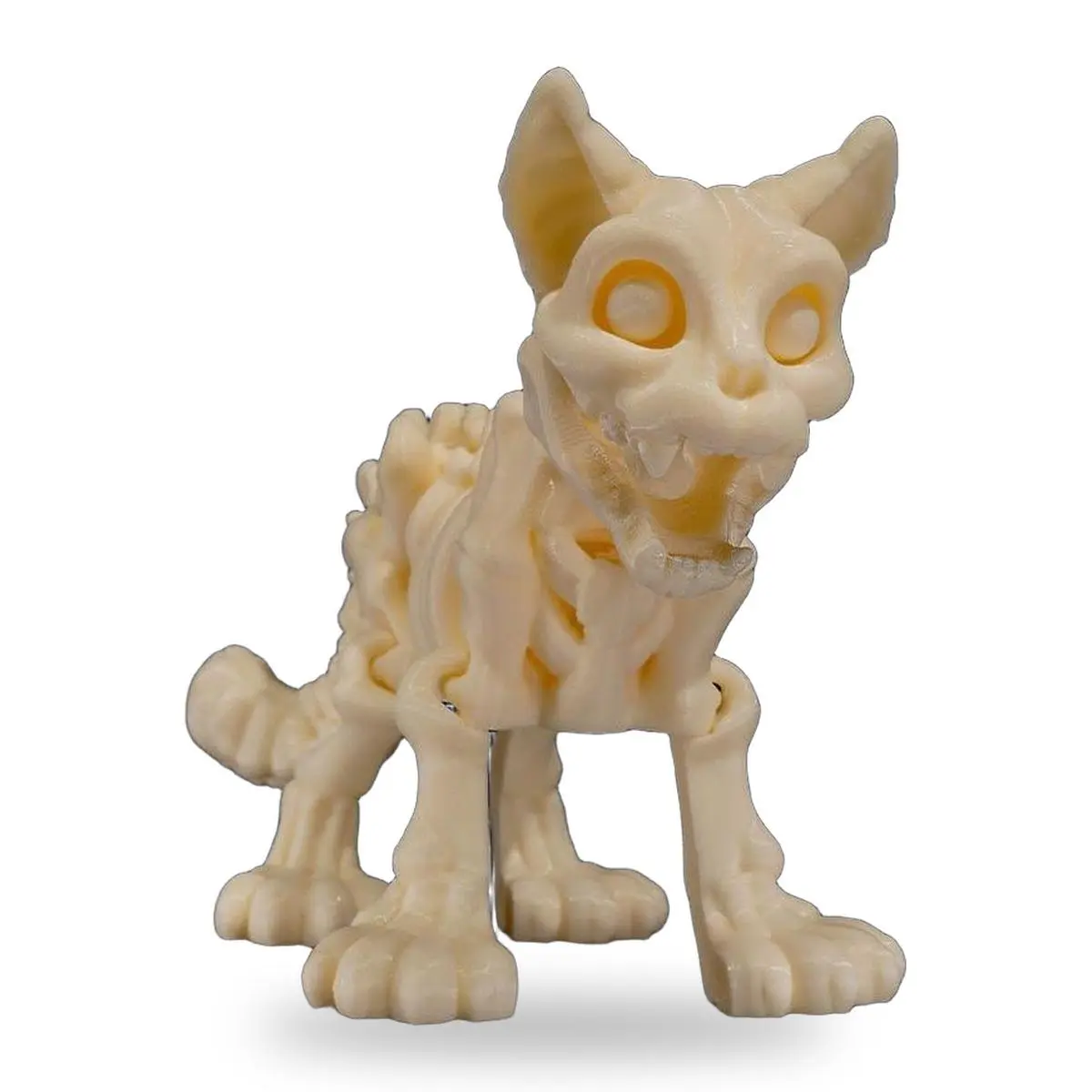 Articulated Skeleton Cat Figurine - Posable Bone Home Decor Statue, Halloween Collectible, Ideal Gift for Display, Spooky Cute