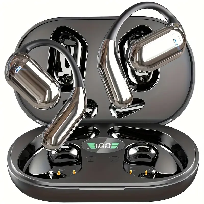 Wireless headphones suitable for fitness running, with deep bass, stereo sports earphones with LED display charging case, compatible with smartphones and laptops, Christmas gift