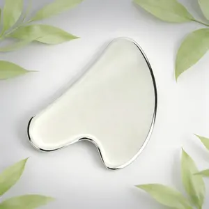 1Pc Silver Heart-Shaped Metal Gua Sha Scraping Tool, Premium Stainless Steel Facial Massager for Body, Eye & Neck, Sturdy & Smooth Beauty Massage Board