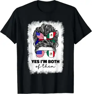 Half Mexican and American Shirt, Yes I'm Both of Them, USA Flag Girl T-shirt, Unisex Cotton Short Sleeve