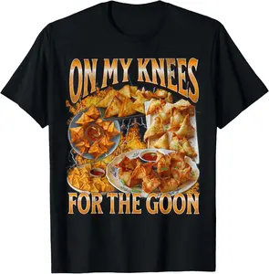 On My Knees Funny Crab Rangoon Meme Bootleg Graphic T-Shirt Pure Cotton Graphic Tees: Unisex Gifts for Men Menswear Soft