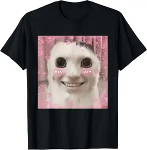 100% Cotton Goofy Ahh Cat Meme Dank Cursed Weirdcore Cringey Banana Cat T-Shirt