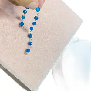 Brazalete de Plata 925 italiana auténtica y original con piedras de coral azul inspirado en el infinito del cielo Size 7 pulgadas