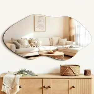 Irregular Asymmetrical Wall Mirror 36x19 Modern Decorative Mirror for Bathroom Living Room