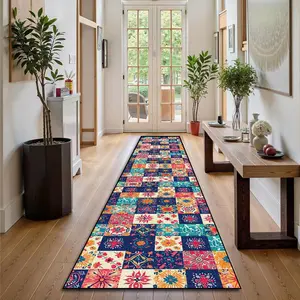 Geometric Pattern Kitchen Runner Rug, 1 Count Non-slip Soft Kitchen Mat, Stain Resistant Floor Mat, Suitable for Bathroom Bedroom Living Room Corridor Carpet