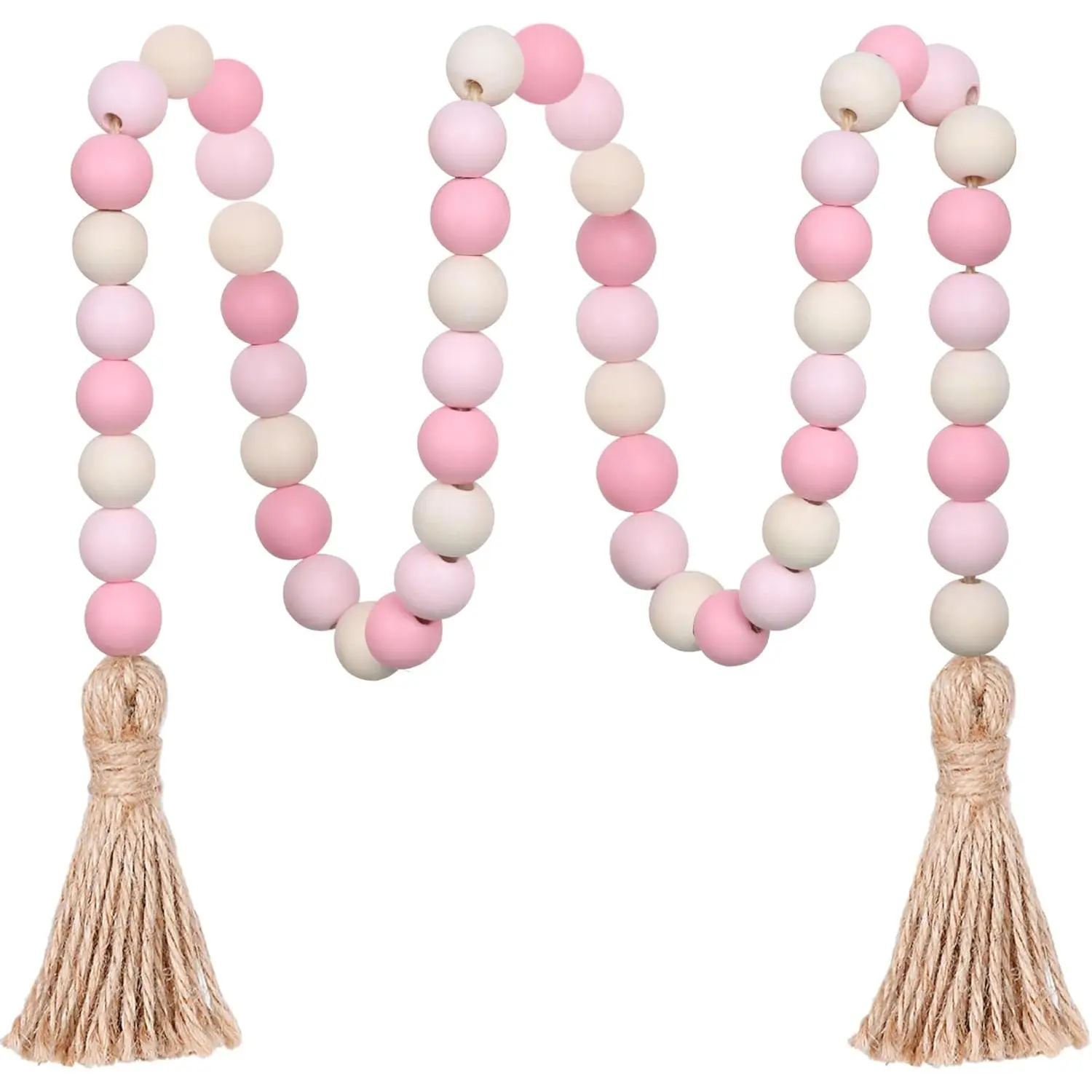 Bead Garland,39in Farmhouse Beads with Tassels Boho Beads for Tiered Tray Decorative Beads Home Decor