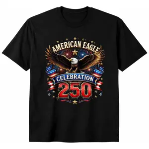 American Eagle Celebration 250 Black Graphic Tees, Patriotic Gift Shirt