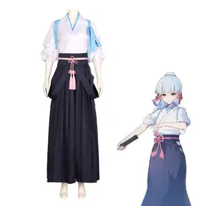 Game Inspired Kamisato Ayaka Ayato Cosplay Costume Traditional Japanese Kimono Kendo Uniform Full Set for Anime Exhibition Halloween Party Stage Performance Show Comfortable Fabric High Restoration Outfit In Stock
