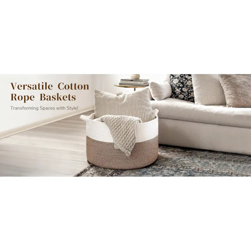 XXXLarge Cotton Rope Basket Woven Laundry Baskets Blanket Baskets Basket with Handle Comforter Cushions Storage Bin Thread Laundry Hamper - 21.7" x 21.7" x 13.8" : XXXLarge Cotton Rope Basket Woven Laundry Baskets Blanket Baskets Basket with Handle Comforter Cushions Storage Bin Thread Laundry Hamper - 21.7" x 21.7" x 13.8" :