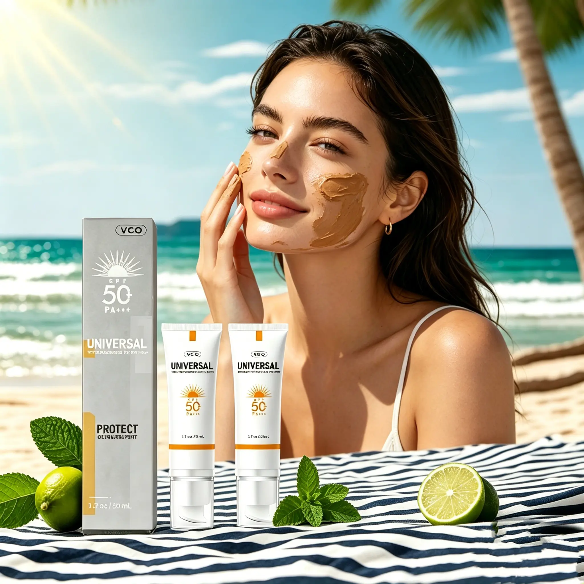 VGO SPF50+ PA+++ Universal Sunscreen 50mL Lightweight Tinted Formula UV Protection for All Skin Types