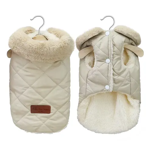 Warm Chihuahua Dog Cat Clothes Winter Fur Collar Small Dogs Puppy Coat Thick Cotton Pet Jacket Outfits Clothes for Small Dog Pug Didog