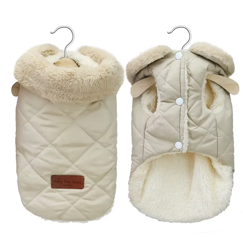 Warm Chihuahua Dog Cat Clothes Winter Fur Collar Small Dogs Puppy Coat Thick Cotton Pet Jacket Outfits Clothes for Small Dog Pug Didog