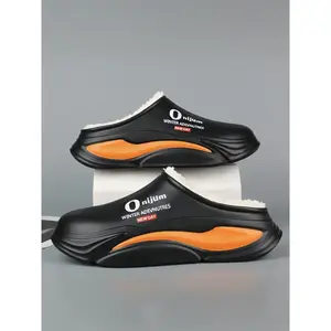 Thick Sole Slip-On Waterproof Non-Slip Plush Slippers, Cozy Lining, Unisex Indoor Outdoor Shoes, Comfortable and Durable Footwear for All Seasons, Slide