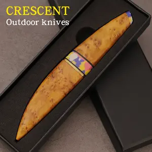 Multi-functional camping knife, kitchen chef's knife, fixed blade, solid wood handle, suitable for home kitchen, outdoor camping barbecue cooking, gift for men