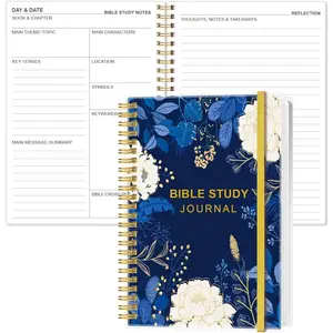 Study Journal - Church Notes Notebooks - Note Taking & Journaling Kit, 5.8" x 8.5", Blue Leaf Flower