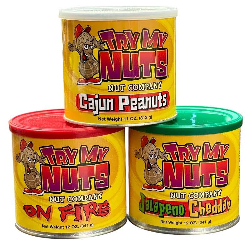 Try My Nuts Spicy Nuts 3 Pack Gift Box - The Perfect Gift for the Pepper-heads in your life! Snack Protein Peanut snack nut Corn Salt